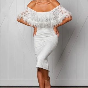 Grace Loves Lace | White Dominga Fringe Off the Shoulder Midi Dress Sz M